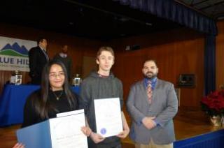 photo of students holding their John and Abigail Adams Scholarship certificates