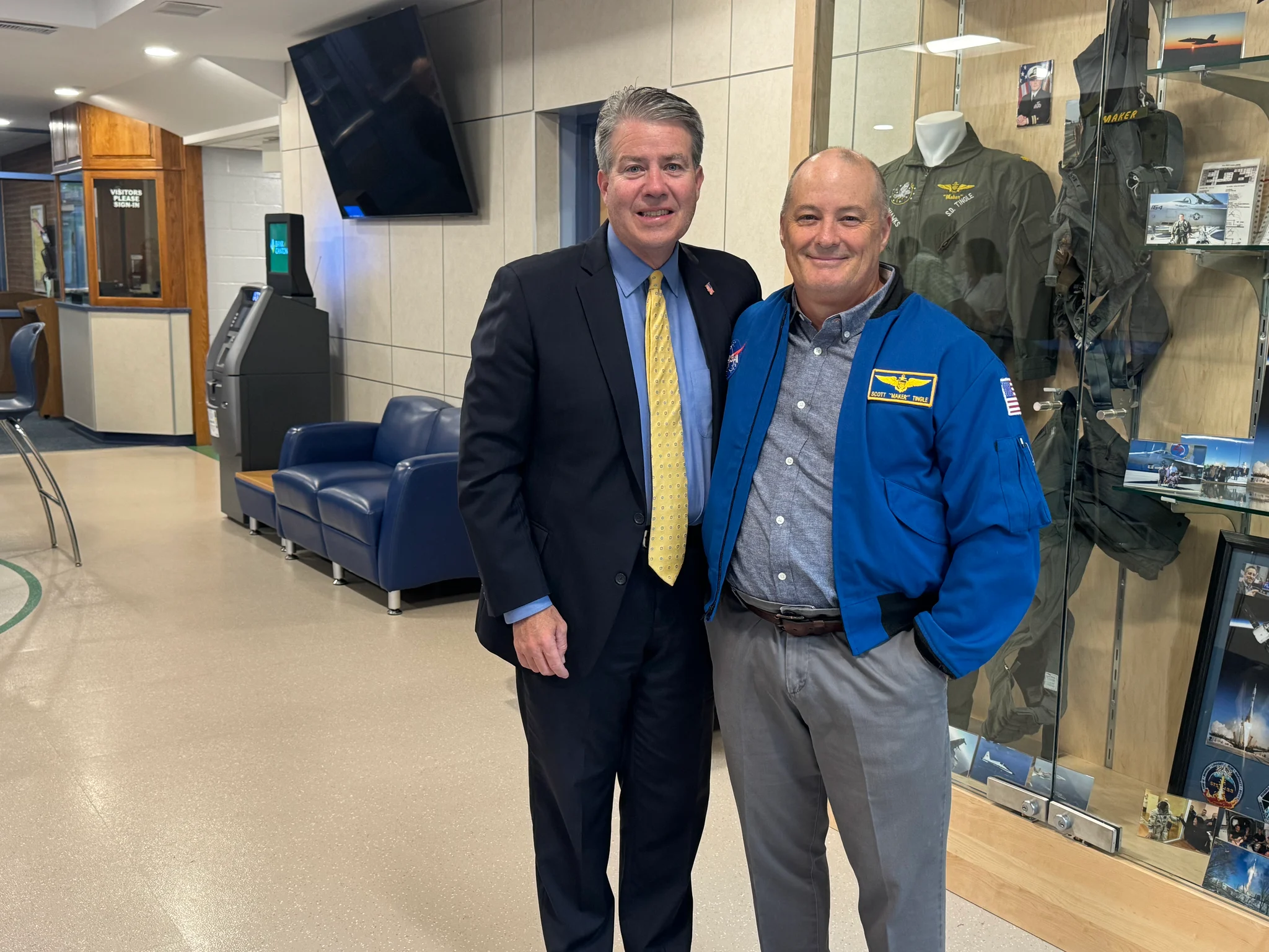 From left to right, Norfolk County Clerk of Courts Walter Timilty and NASA astronaut Scott Tingle.